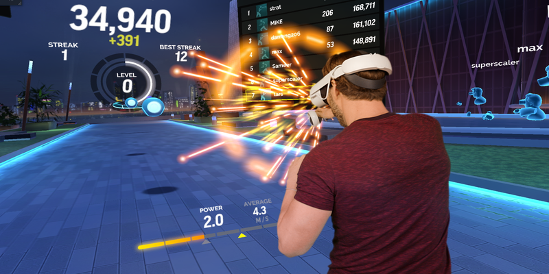 a person using VR Fitness to do boxing
