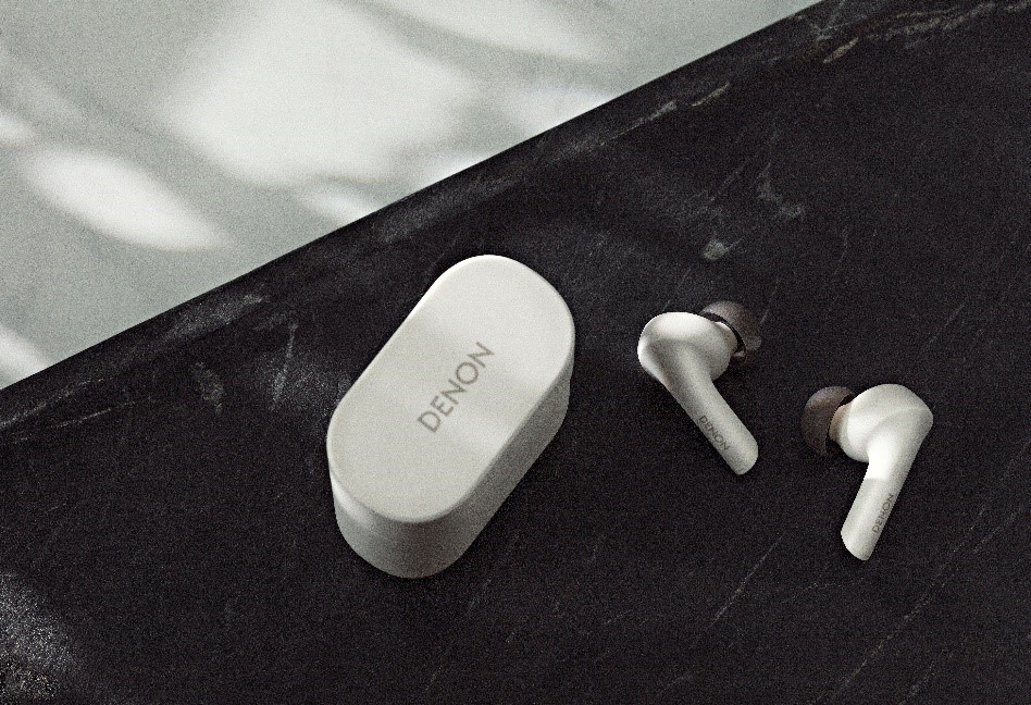 Denon wireless earbuds in white