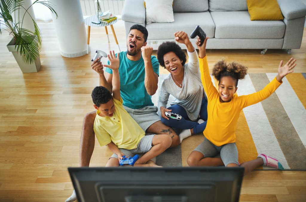A family gaming together