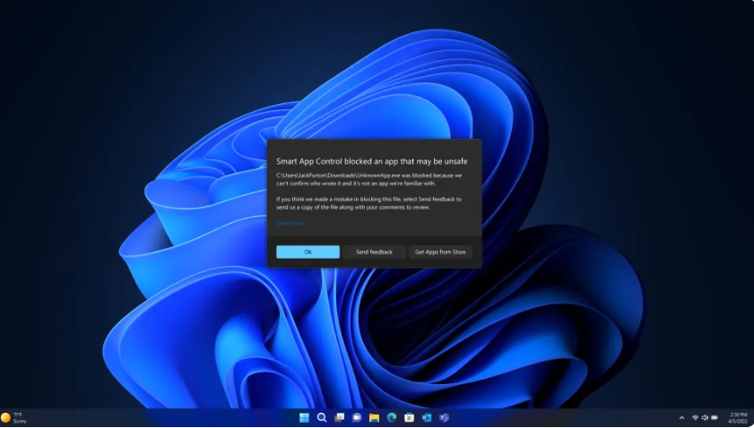 Windows 11 Smart Things App malware detection