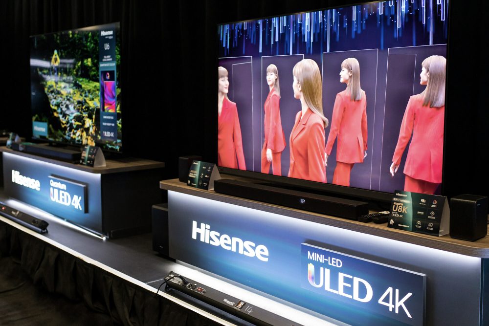 Hisense shows new U8 and ULED X TV products at the press conference. (PRNewsfoto/Hisense)