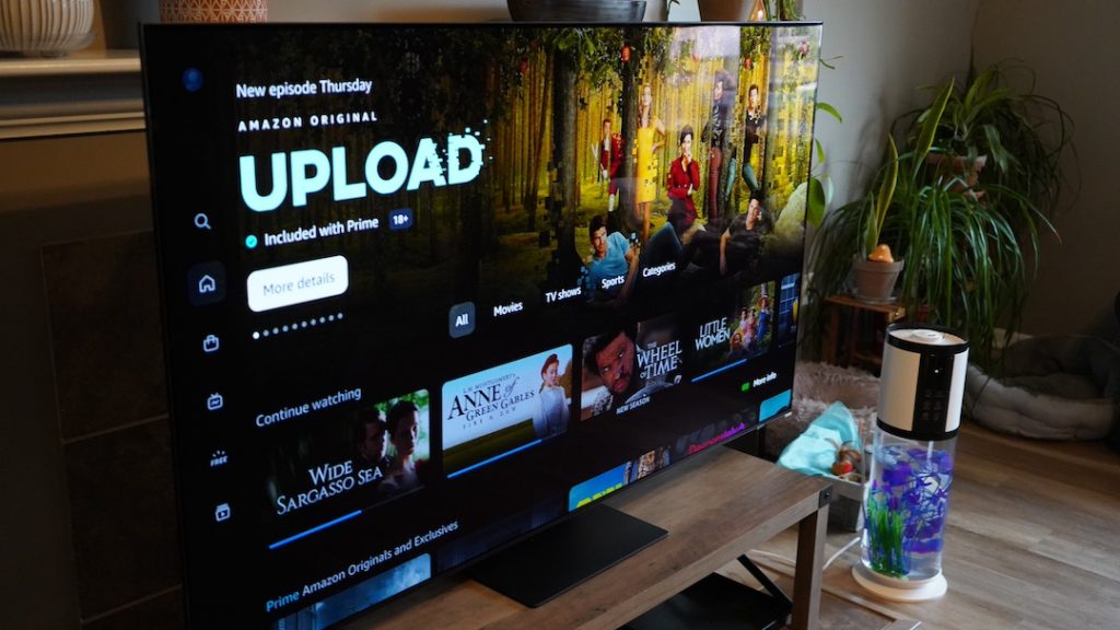 The Amazon Prime home screen on the Samsung 65-inch Class OLED S95C Smart TV.